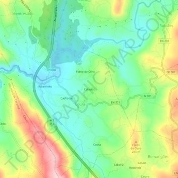 Mappa topografica Calados, altitudine, rilievo