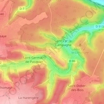 Mappa topografica Le Mont Hamel, altitudine, rilievo