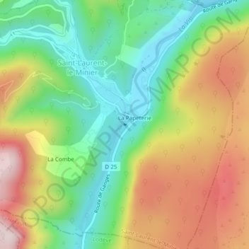 Mappa topografica Cascade de La Vis, altitudine, rilievo