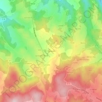 Mappa topografica Peyrelade, altitudine, rilievo