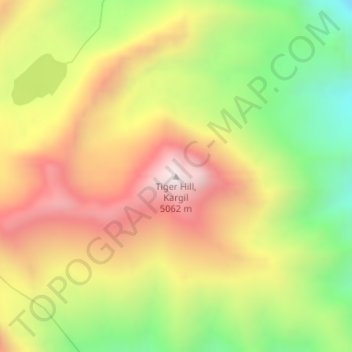 Mappa topografica Tiger Hill, Kargil, altitudine, rilievo