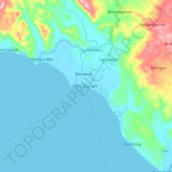 Mappa topografica Pio Duran, altitudine, rilievo