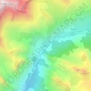 Mappa topografica La Barge, altitudine, rilievo
