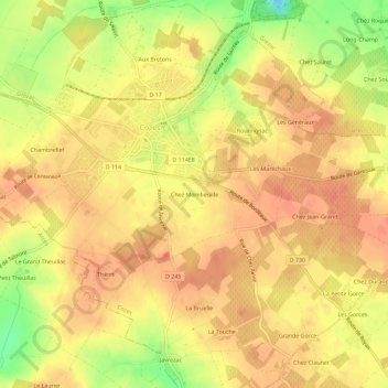 Mappa topografica Chez Mombeuille, altitudine, rilievo