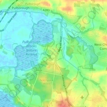 Mappa topografica Wiggonholt, altitudine, rilievo