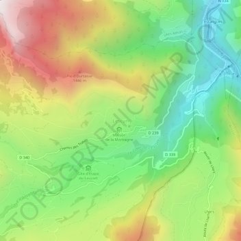 Mappa topografica Lescun, altitudine, rilievo