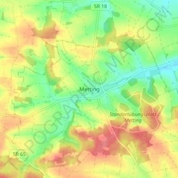 Mappa topografica Metting, altitudine, rilievo