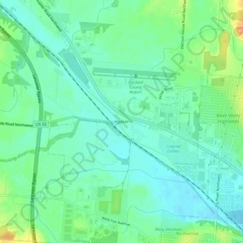 Mappa topografica Hooker, altitudine, rilievo