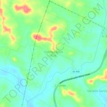Mappa topografica Colônia Entre Rios, altitudine, rilievo
