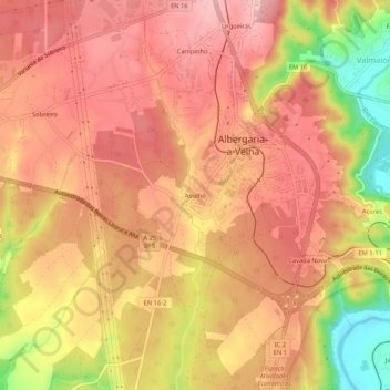 Mappa topografica Assilhó, altitudine, rilievo