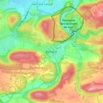 Mappa topografica Belvaux, altitudine, rilievo