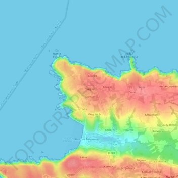 Mappa topografica Trouguer, altitudine, rilievo