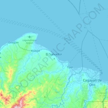 Mappa topografica El Salvador, altitudine, rilievo