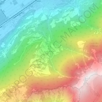 Mappa topografica L'Arbarey, altitudine, rilievo
