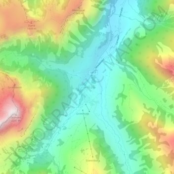 Mappa topografica Grimmialp, altitudine, rilievo