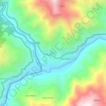 Mappa topografica Attal, altitudine, rilievo