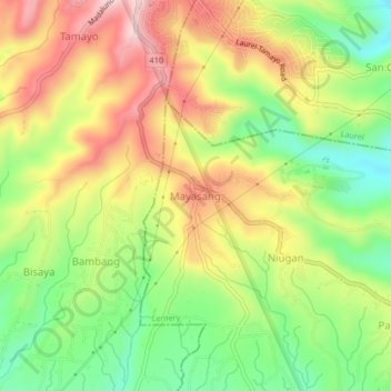 Mappa topografica Mayasang, altitudine, rilievo