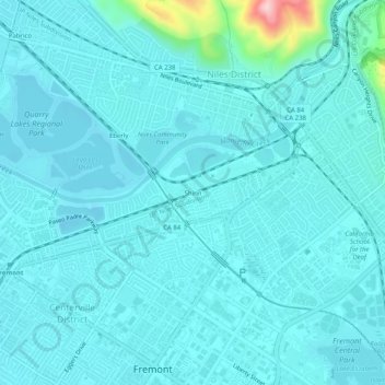 Mappa topografica Shinn, altitudine, rilievo