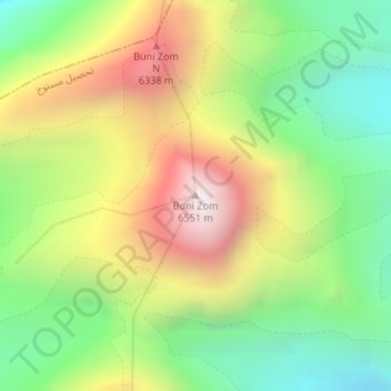 Mappa topografica Buni Zom, altitudine, rilievo
