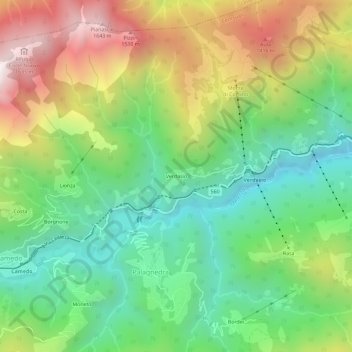 Mappa topografica Verdasio, altitudine, rilievo