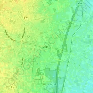 Mappa topografica Zuuk, altitudine, rilievo