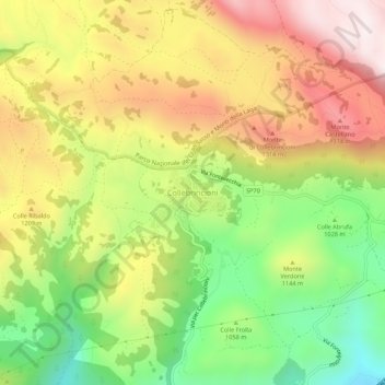 Mappa topografica Collebrincioni, altitudine, rilievo