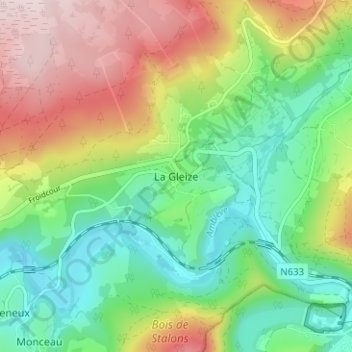 Mappa topografica La Gleize, altitudine, rilievo
