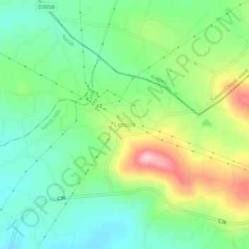 Mappa topografica Lessos, altitudine, rilievo