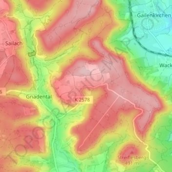 Mappa topografica Rinnen, altitudine, rilievo