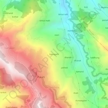 Mappa topografica bairagarh, altitudine, rilievo