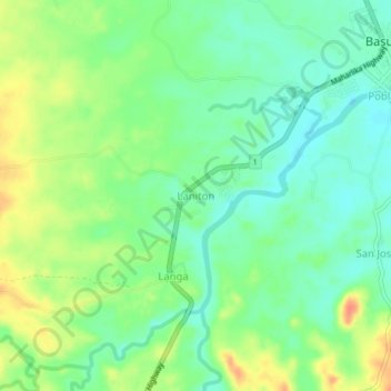 Mappa topografica Laniton, altitudine, rilievo