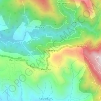 Mappa topografica 40th Mile, altitudine, rilievo