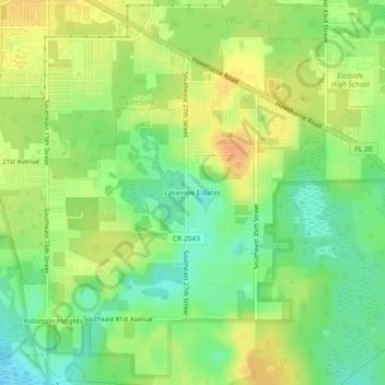 Mappa topografica Lakeview Estates, altitudine, rilievo