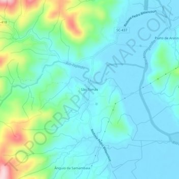 Mappa topografica São Tomás, altitudine, rilievo