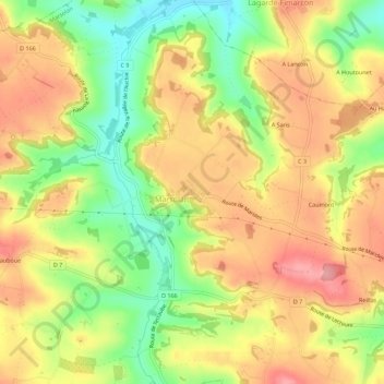 Mappa topografica Au Padouenc, altitudine, rilievo