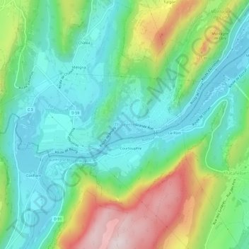 Mappa topografica Thoirette, altitudine, rilievo