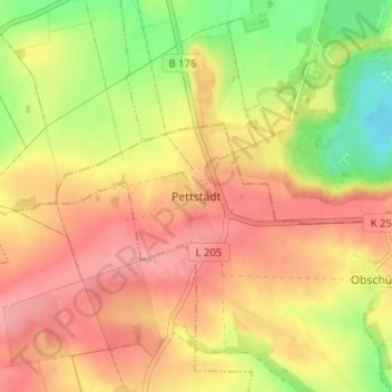 Mappa topografica Pettstädt, altitudine, rilievo