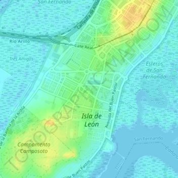 Mappa topografica Hilo, altitudine, rilievo
