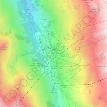 Mappa topografica Les Ménuires, altitudine, rilievo