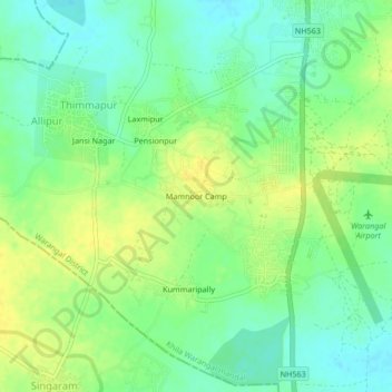 Mappa topografica Mamnoor Camp, altitudine, rilievo