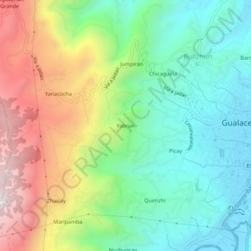 Mappa topografica Yabrun, altitudine, rilievo