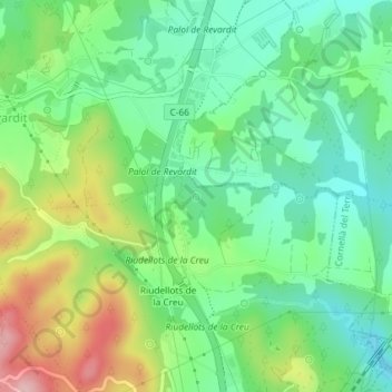 Mappa topografica Font d'en Joanic, altitudine, rilievo