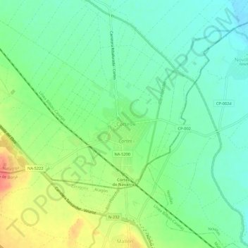 Mappa topografica Cortes, altitudine, rilievo