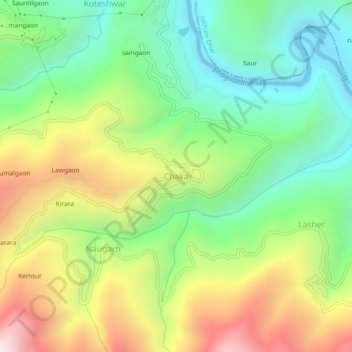 Mappa topografica Chaka, altitudine, rilievo