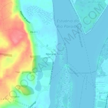 Mappa topografica Ribeira de Cima, altitudine, rilievo