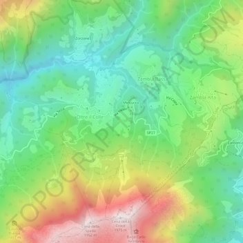 Mappa topografica Contrada Vandullo, altitudine, rilievo