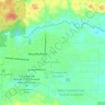 Mappa topografica El Cisne, altitudine, rilievo