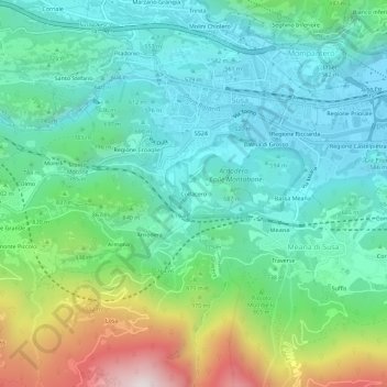 Mappa topografica Colfacero, altitudine, rilievo