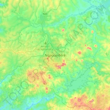 Mappa topografica Ngaoundéré, altitudine, rilievo