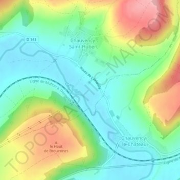 Mappa topografica Aunoy, altitudine, rilievo
